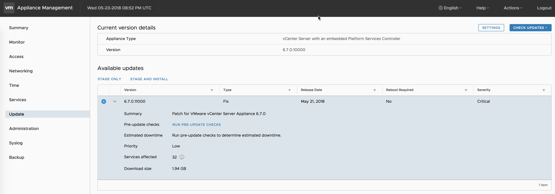 vmware vcenter update